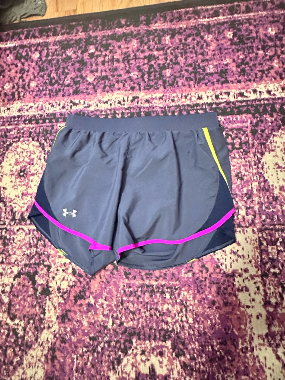 UA Gray Athletic Shorts with Pink and Yellow Accents